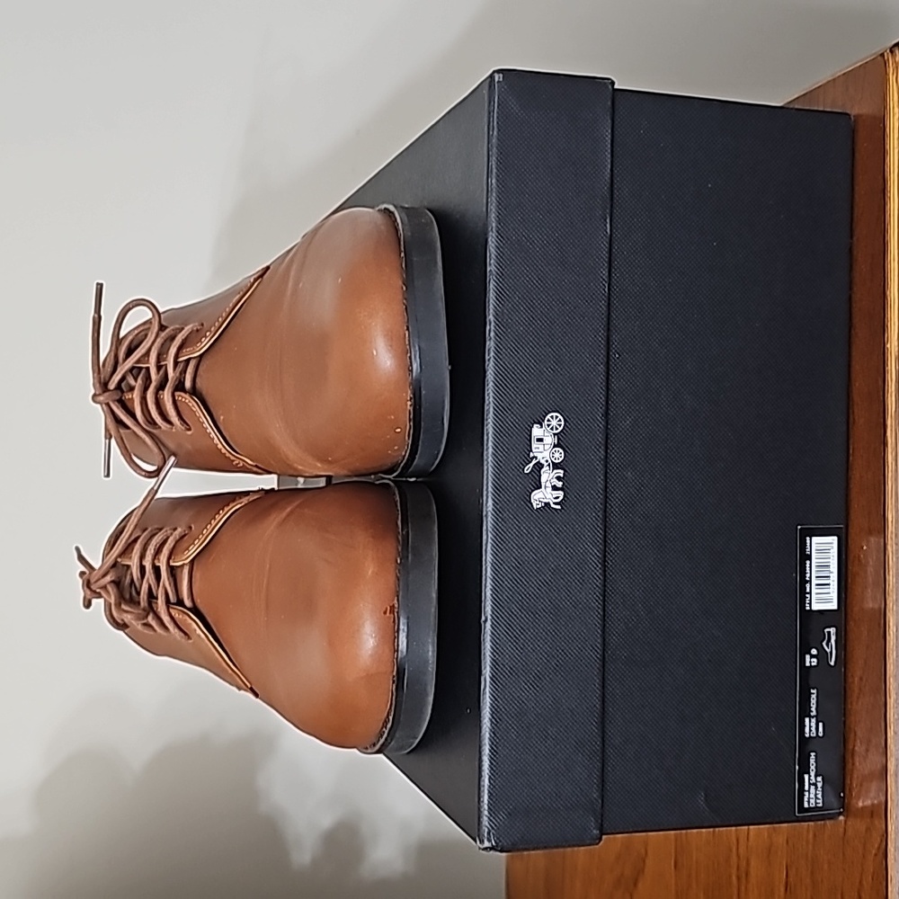 Mens Coach Derby Smooth Leather Dress Shoes Size 12 - Picture 2 of 6